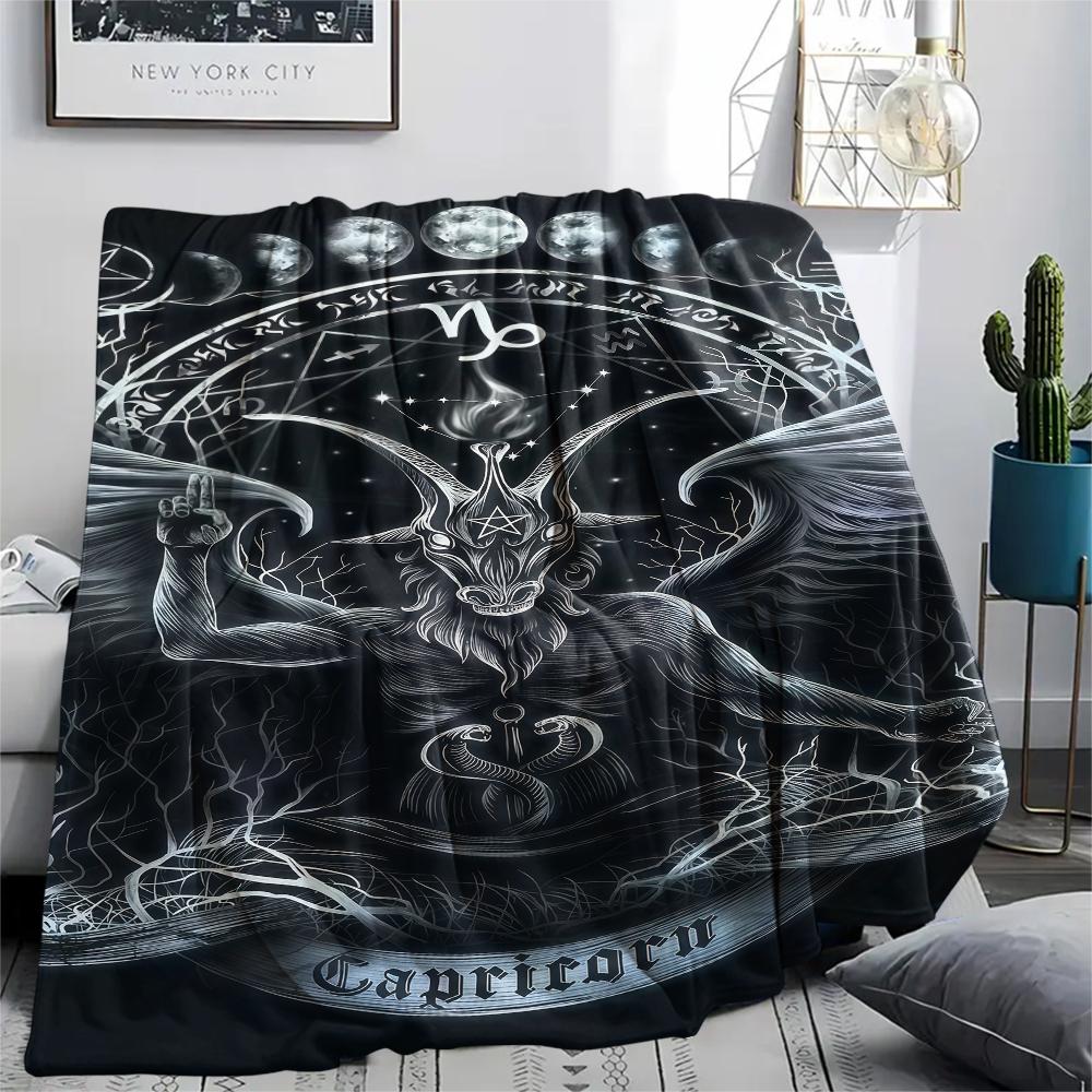 1 ks Flanelová deka s potiskem symbolu Satana, Vysoká kvalita, Pro všechna roční období, Domácí dekorace, Teplo a pohodlí, Perfektní pro vánoční dárky
