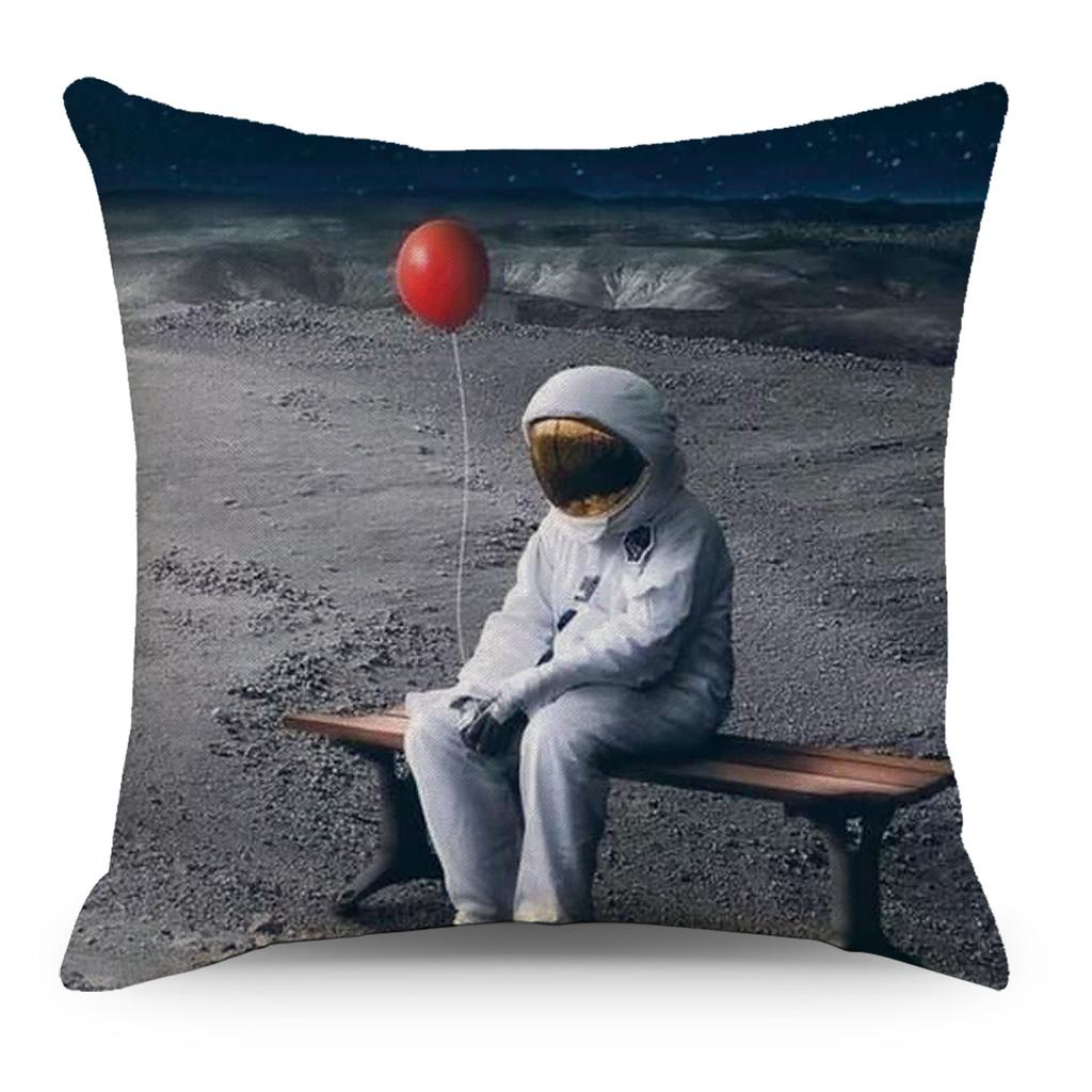 Wish Pillowcase Astronaut Planet Linen Pillow Cushion Cover
