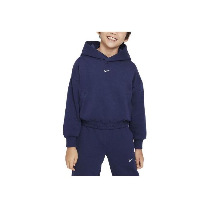 Nike Culture Of Basketball Logo Print Loose Hoodie Kids Hoodies Navy-Blue FD4014-410
