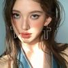 2026 New Punk Metal Hollow Cross Pendant Earrings Casual and Simple Earring Niche Design Exaggerated Earrings