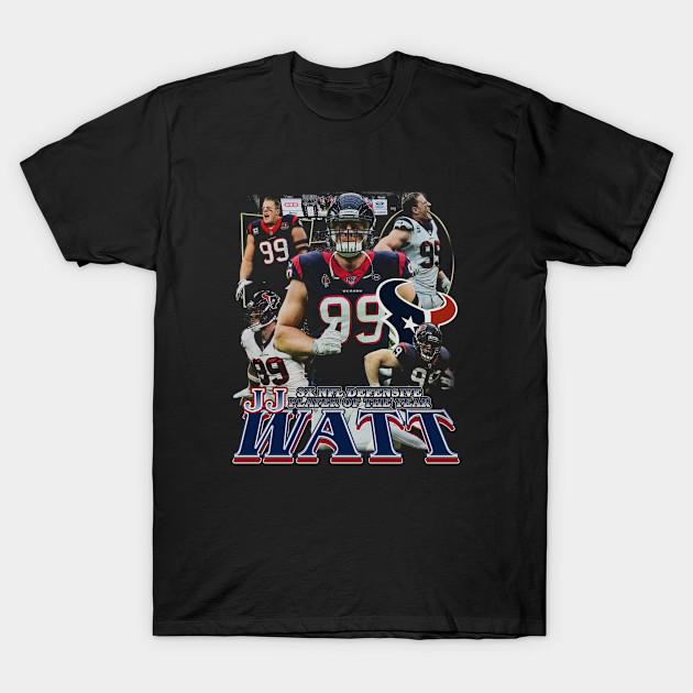 

Men Black Print T-shirt J.J. Watt Vintage Bootleg No-Cut Transfer Paper Print Cotton Tshirt 4XL