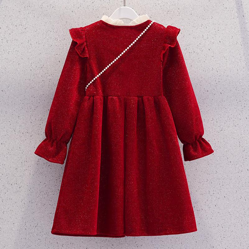 Girls' Red Princess Dress for Autumn/Winter - Christmas & Chinese New Year