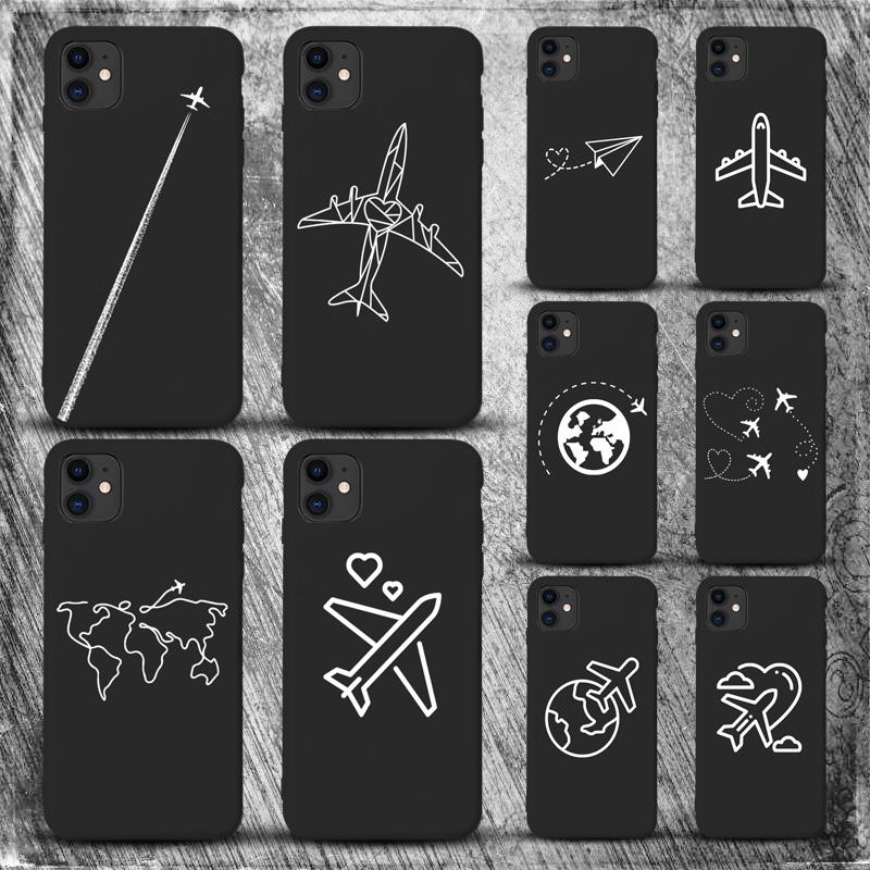 Luxury World Map Travel phone Case For iPhone XR XS Max X XS 12 11 13 Pro max SE 2020 7 8 Plus Silicone Soft airplane Cover