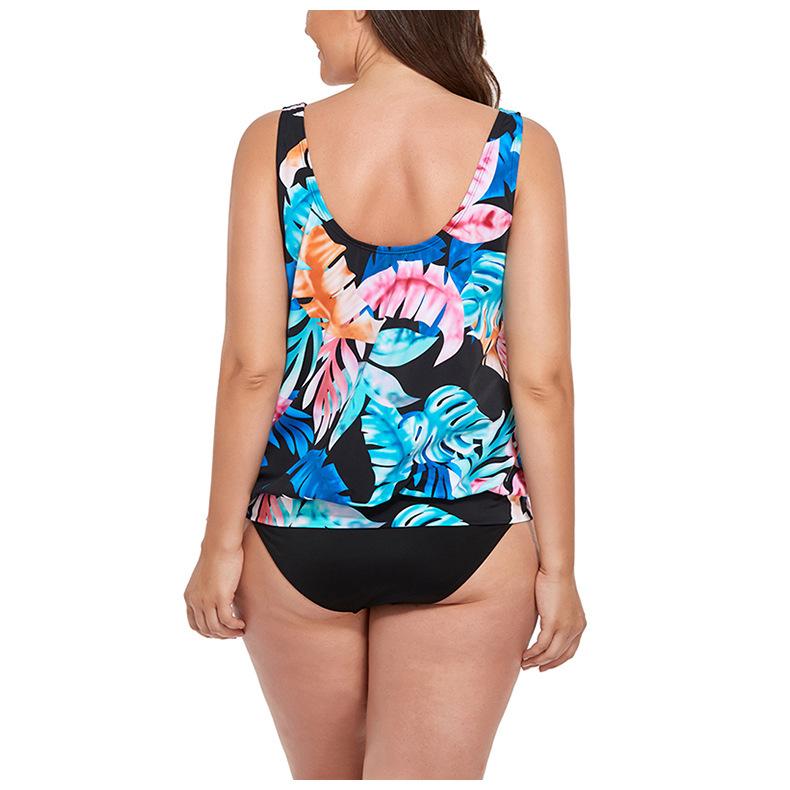Plus Size European & American Print Backless Swimsuit for Women