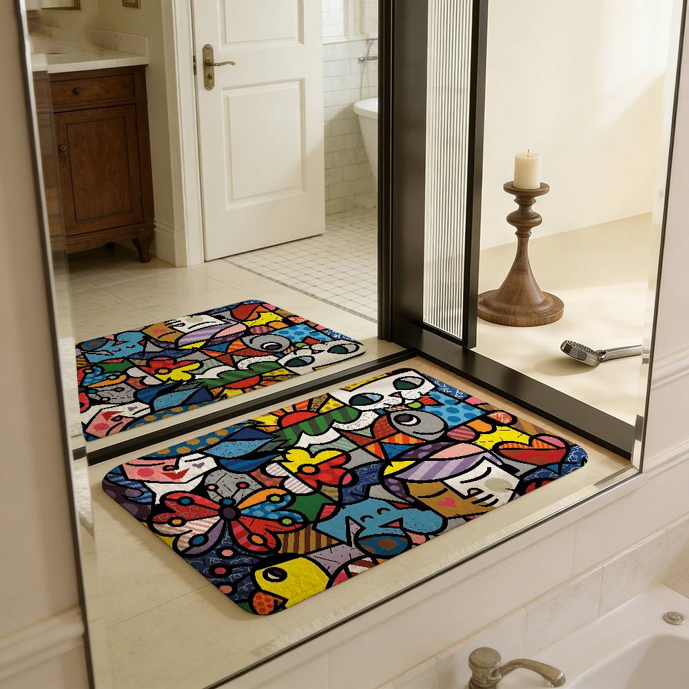 Artist R-Romero B-Britto Door Mat Washable Non-Slip Living Room Sofa Chairs Area Mat Kitchen Doormat Area Rug