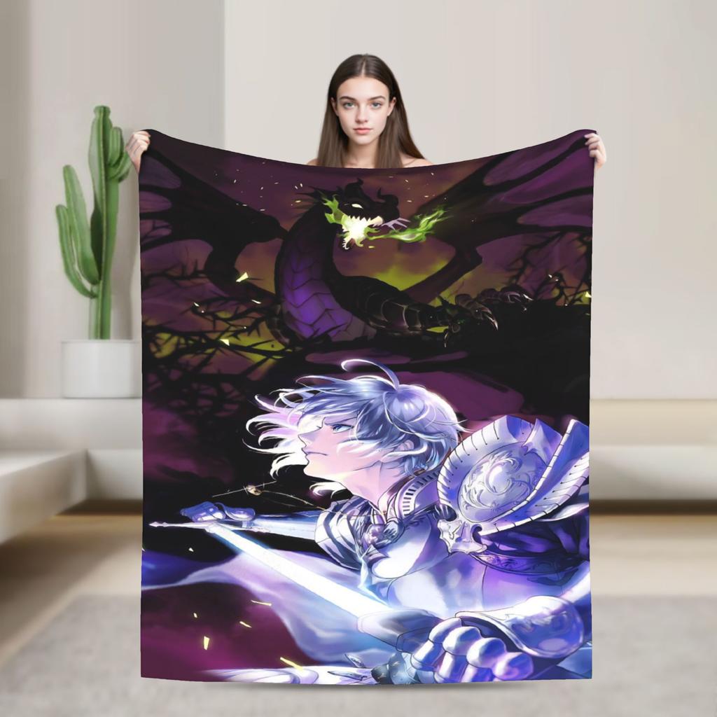 Twisted-Wonderland Blanket Malleus Draconia Cartoon Game Flannel Awesome Warm Throw Blankets for Home Restaurant Spring Autumn