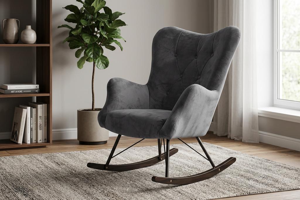 Schaukelsessel Luna Royal mit Veloursbezug im skandinavischen Stil – Family Meble