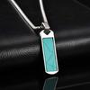 Stainless Steel Rectangle Natural Stone Pendant Necklaces, Minimalist Dainty Chain Necklace, Luxury Fashion Jewelry For Men Gift
