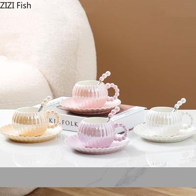 260ml Light Luxury Coffee Cup Couple Afternoon Tea Coffee Cup Plate Set Office Ceramic Mug Modern Home Breakfast Milk Cup Gift