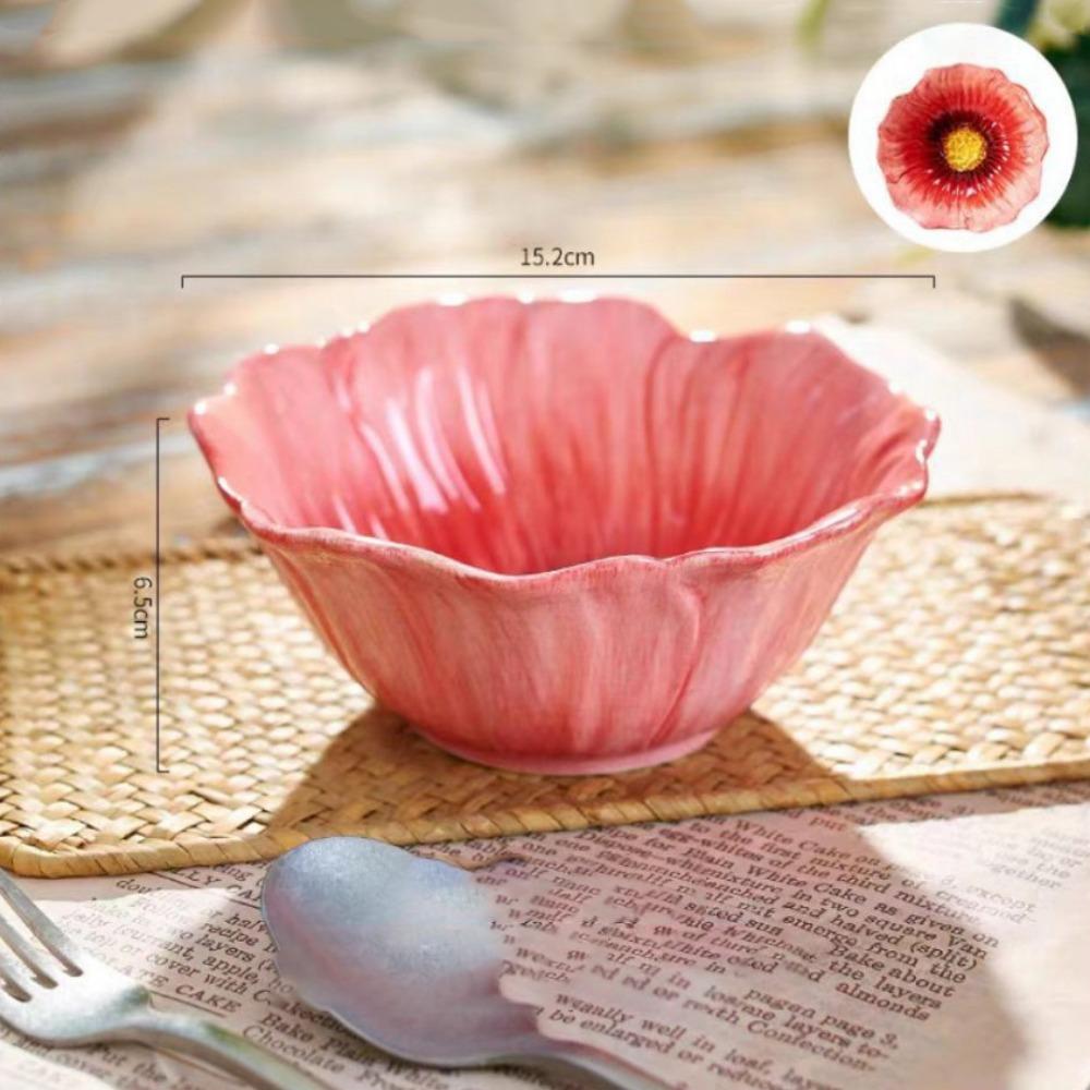 American Style Dining Plates Light Luxury Decorative Bowl Ceramic Flower Plate  Western Food