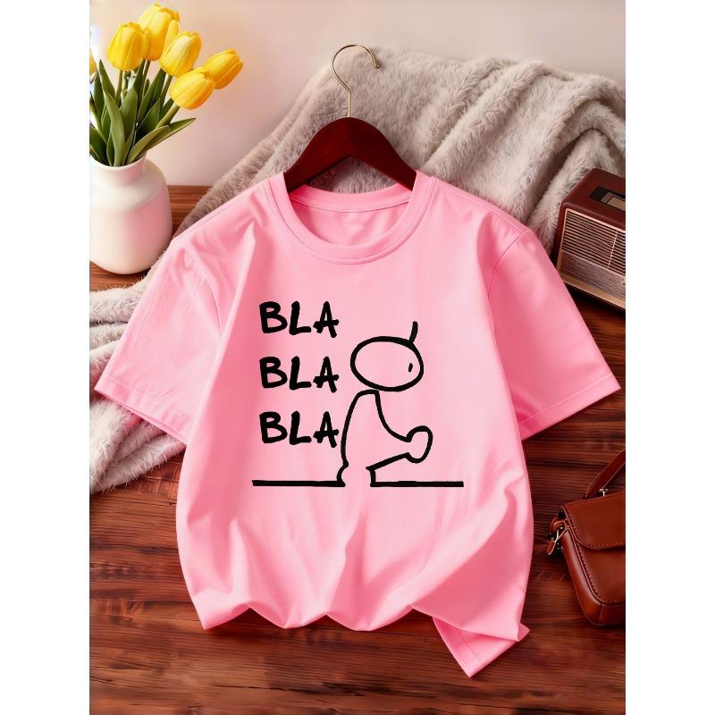 Kisd BAL Stick Figure Print Crewneck Summer Casual Sports Short Sleeve T-Shirt