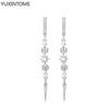 925 Silver Needle Long Chain Stud Earrings For Women Exquisite Zircon Geometric Tassel Pendant Earrings Luxury Jewelry
