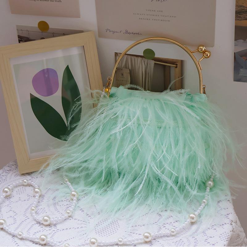 Ladies Wedding All-matching Ostrich Handbag Exquisite Evening Clutch Bag Women Banquet Purse Tote Bag