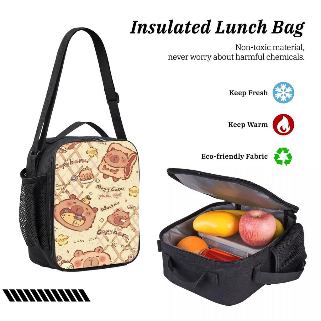 3Pcs Funny Capybara Kawaii School bags Set for Girls Boys Pen Bags Backpack Sets with Lunch Box For School Students Knapsack