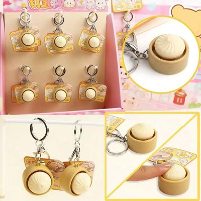 Steamed Bun Keychain Squeeze Toy with Sound Cute PVC Fidget for Stress Relief Portable Decompression Gadget for Kids Adults