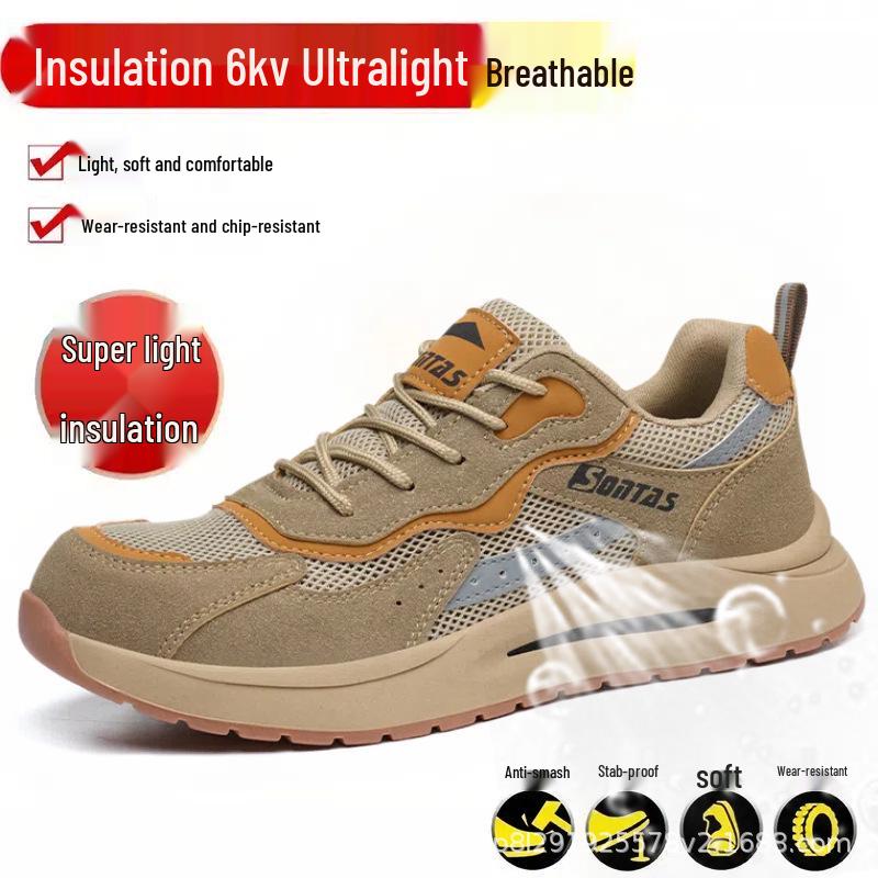 Men's Summer Breathable Steel Toe Safety Work Shoes: Anti-smash, Anti-puncture, Insulated, for Construction Workers