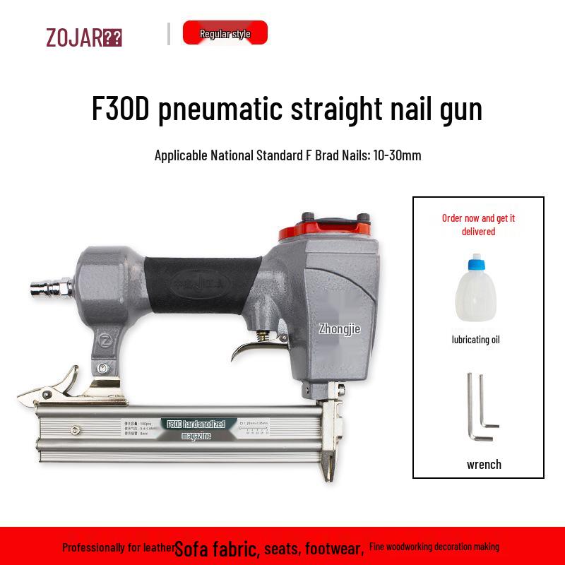 Zhongjie ST64C Pneumatic Steel & Cable Tray Nail Gun, 1013 Staple & F30 Air Nail Gun for Woodworking and Concrete.