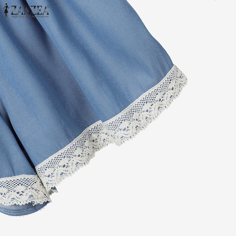 ZANZEA Women Short Sleeve Blouse and Shorts Summer Two Piece Suit Sets