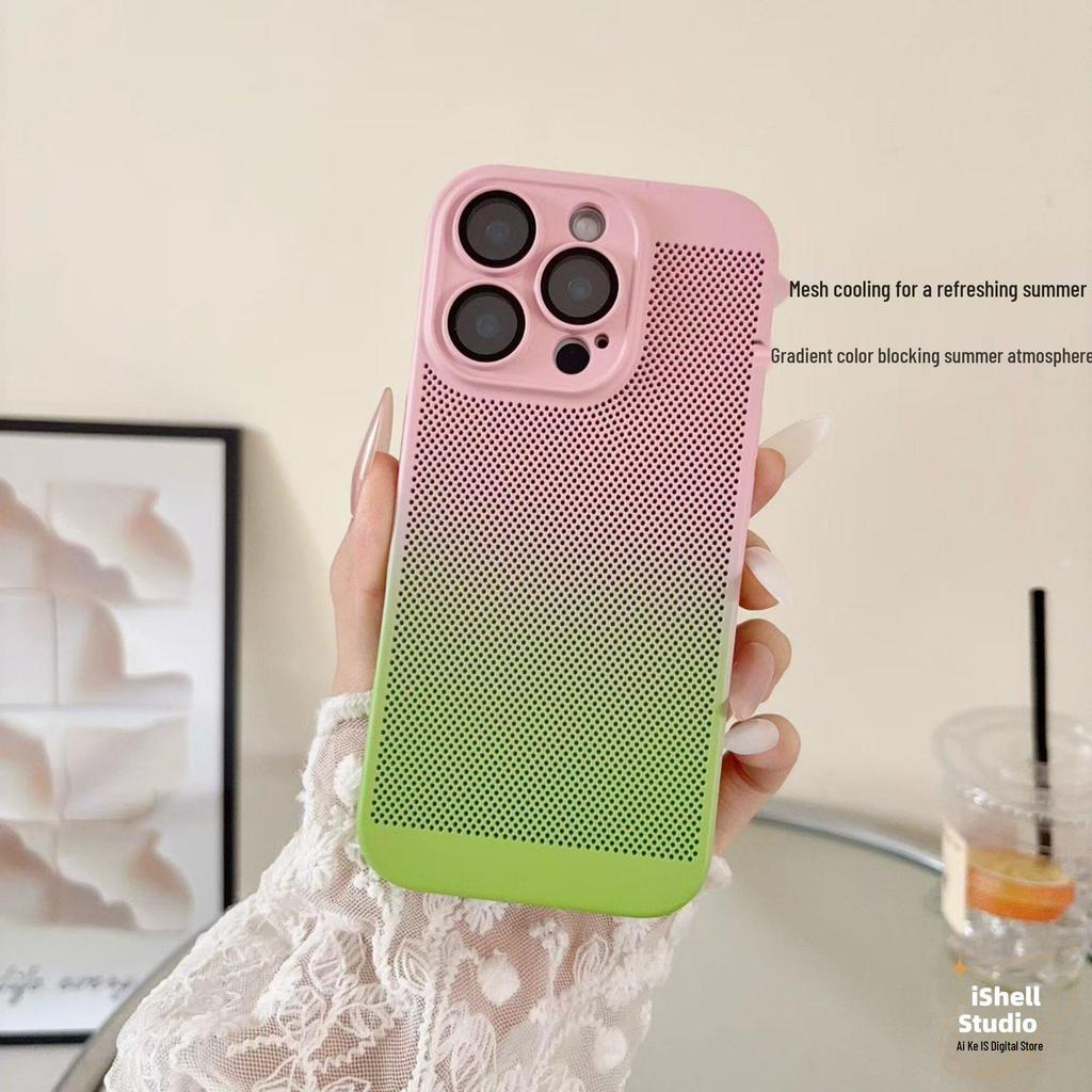 Apple 16 Pro Max Gradient Color Heat Dissipation Phone Case - Full Lens Coverage for iPhone 15/14/13