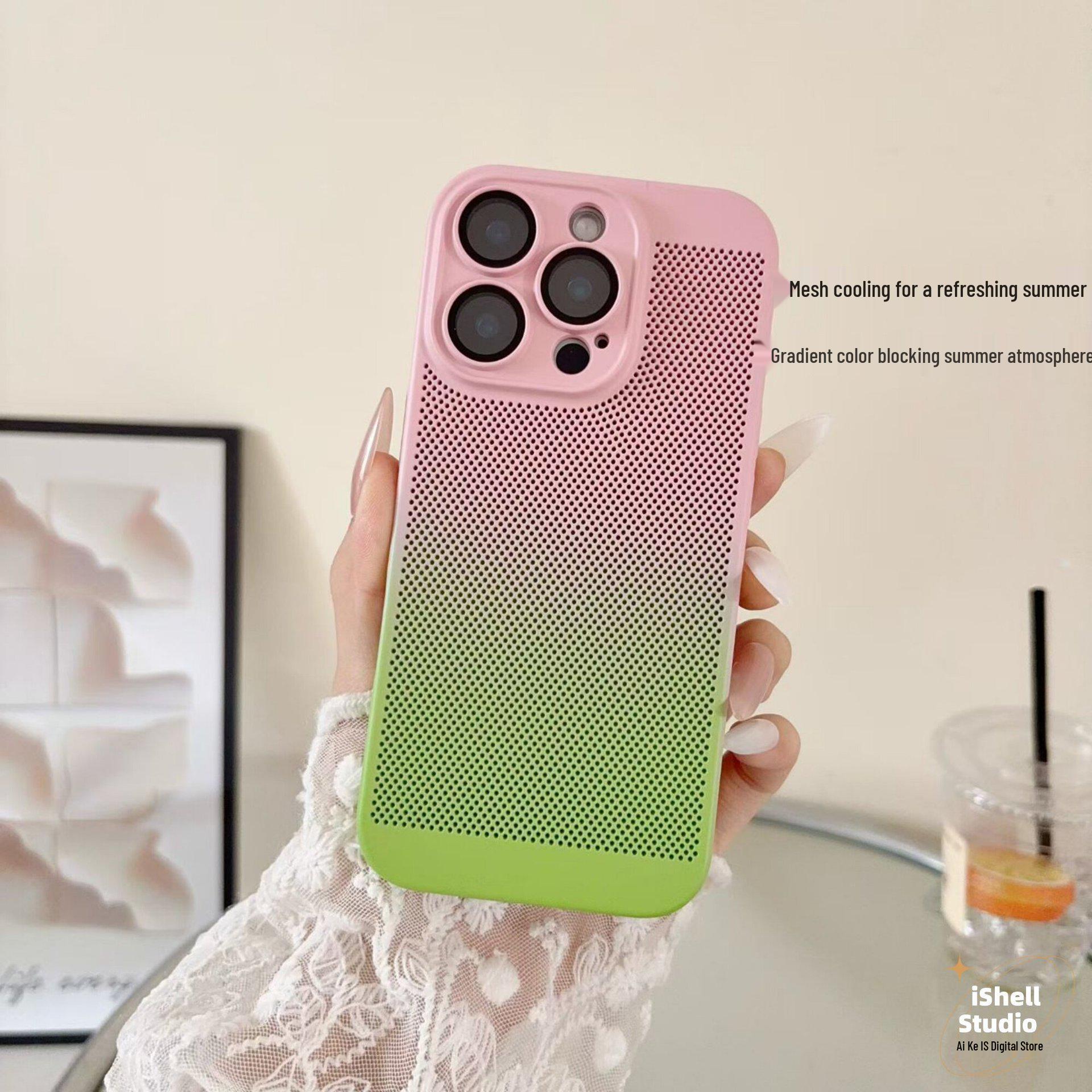 

Apple 16 Pro Max Gradient Color Heat Dissipation Phone Case - Full Lens Coverage for iPhone 15/14/13 iPhone 17 Pro