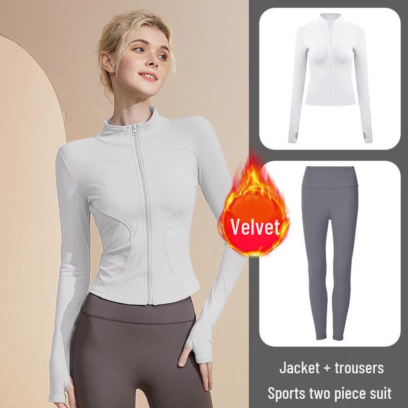 Women's Long Sleeve Sports Yoga Jacket - Stand Collar Cardigan for Running, Fitness, and Pilates