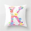 Flower 26 Letters Alphabet Decorative Cushion Cover Polyester Pillowcase Throw Pillow Cover Home Decor Fundas De Cojin 45X45Cm