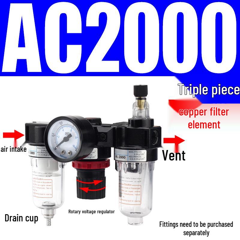 Drei-Einheiten-Luftkompressor: AR Druckregler, AFC2000 Öl-Wasser-Abscheider, AFR Filter
