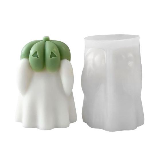 Halloweenská forma na svíčku 3D Duch Dýně Silikonová forma pro odlévání epoxidové pryskyřice Výroba aromaterapeutických svíček mýdla Halloweenská domácí umělecká řemeslná dekorace