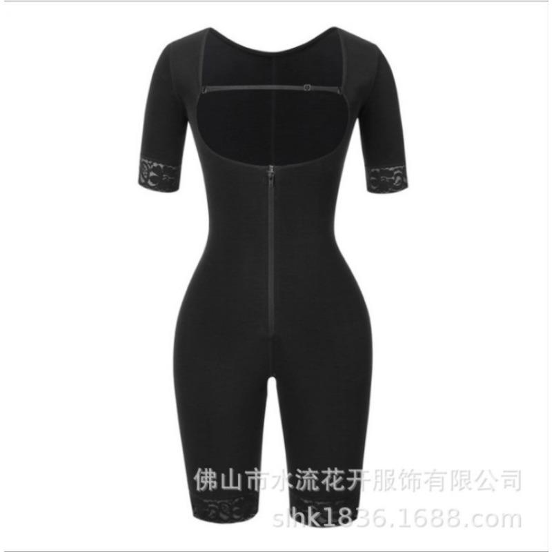 Women S Mid Sleeve Zip Up Shapewear Bodysuit Postpartum Tummy Control Butt Lifter