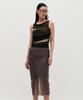 Kimjisu Sheer Shirring Slit Skirt _ Brown
