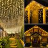 10m 400 LEDs Solar Powered LED Curtain Icicle String Light IP44 Waterproof 8 Modes Ambiance Lamp
