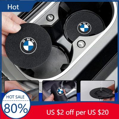 New Car Carbon Leathe Coasters Pads  Centre Console Cup Non-Slip Mats For E46 E90 E60 F10 E39 F30 E36 F20 E87 E90 E70 E