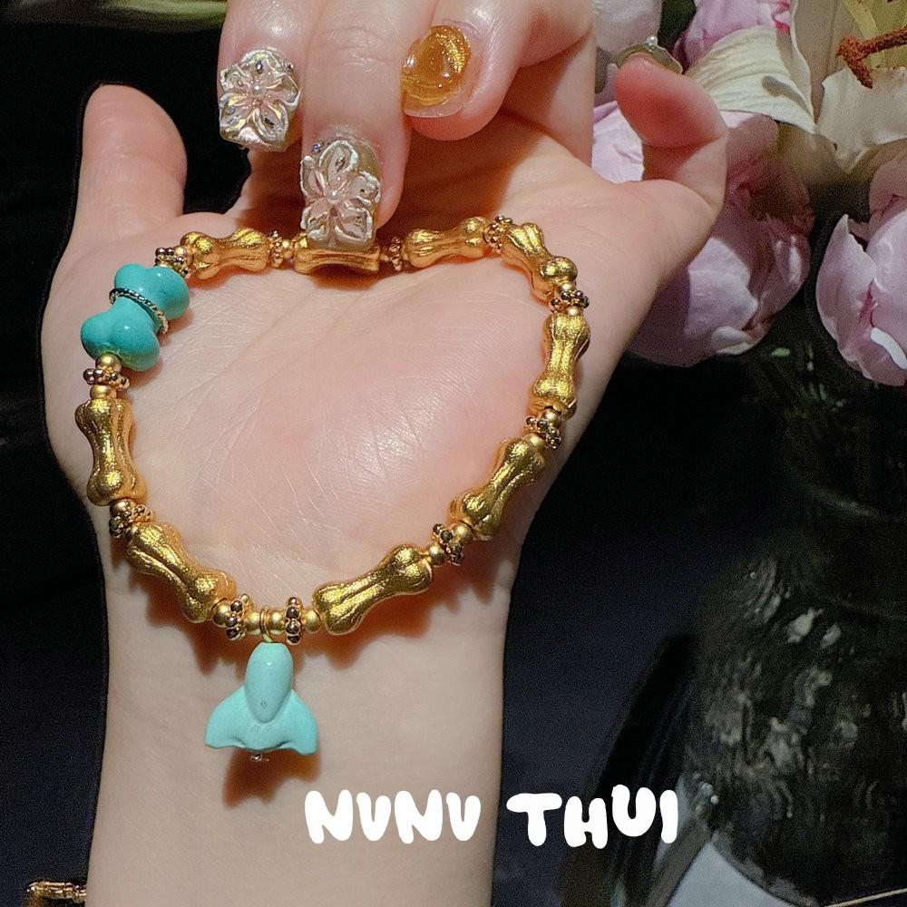 Ancient Flower Silk, Colorful Grape Stone, Colorful Fluorite Entanglement Bracelet, New Chinese Style, Ruyi Flower Powder Crystal Blessing Bracelet.