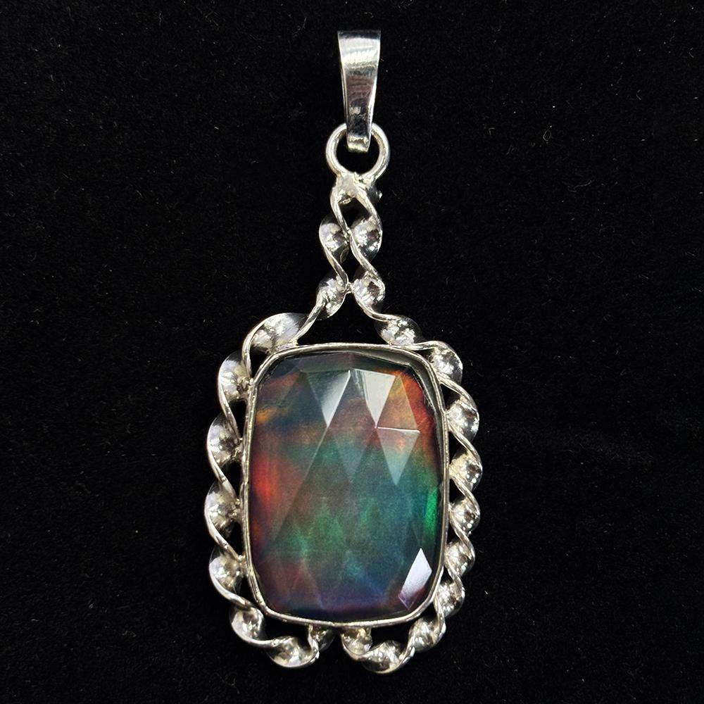 Natural Opal CERTIFIED 33 Ct 925 Sterling Silver Cushion Pendant Gift For Him