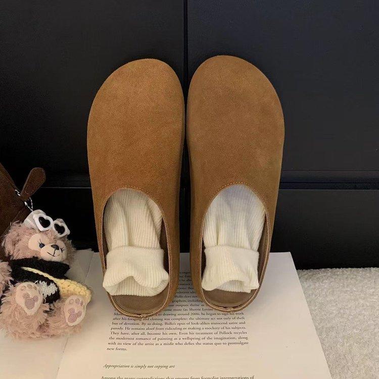 Soft leather version~ inner heightening platform Boken shoes for women's outer wear 2025 spring and summer new Mori retro baotou half slippers