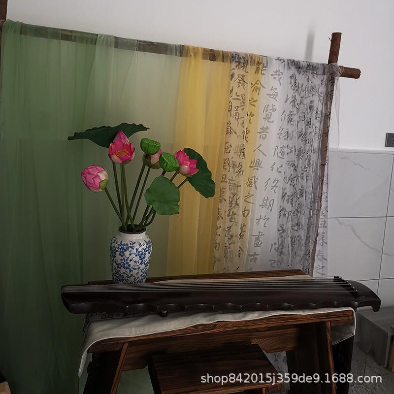 Ancient Chinese Calligraphy Gauze Curtain Fabric for DIY Creative Decor