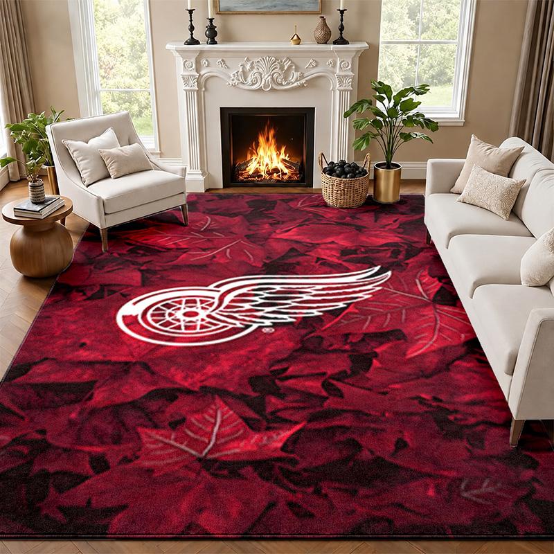 Detroit Red Wings Carpet Door Mat for Living Room or Bedroom Protective Mat Under Chair Office Decoration Christmas Gift Birthday Present