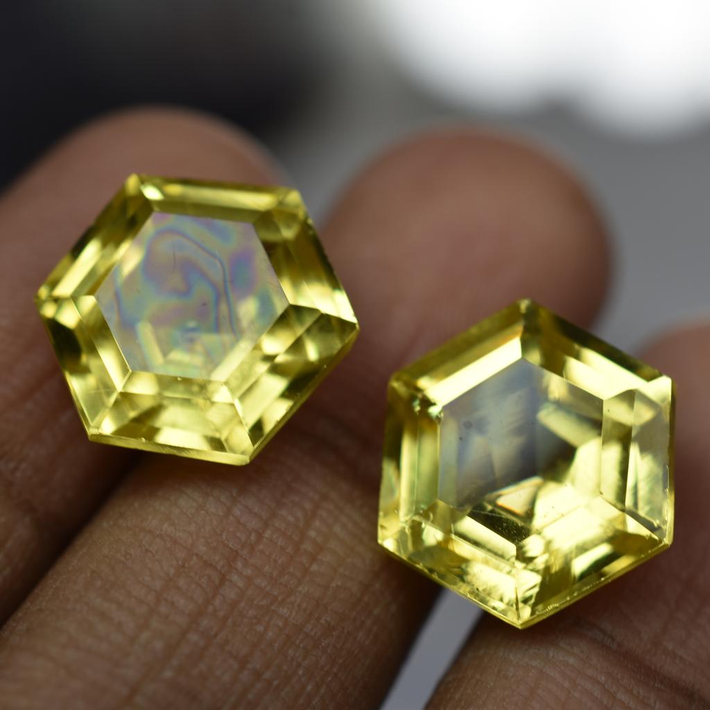 Yellow Sapphire Fancy Shape 18.56 Carat Pair Natural Loose Gemstone