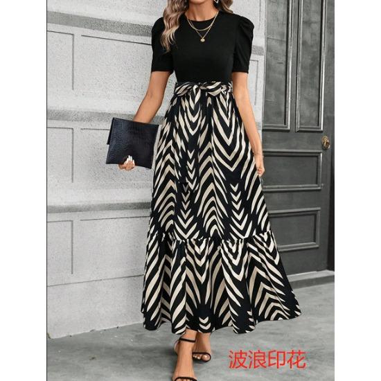 Women's Floral Print High Waist Fashion Elegant Temperament Dress