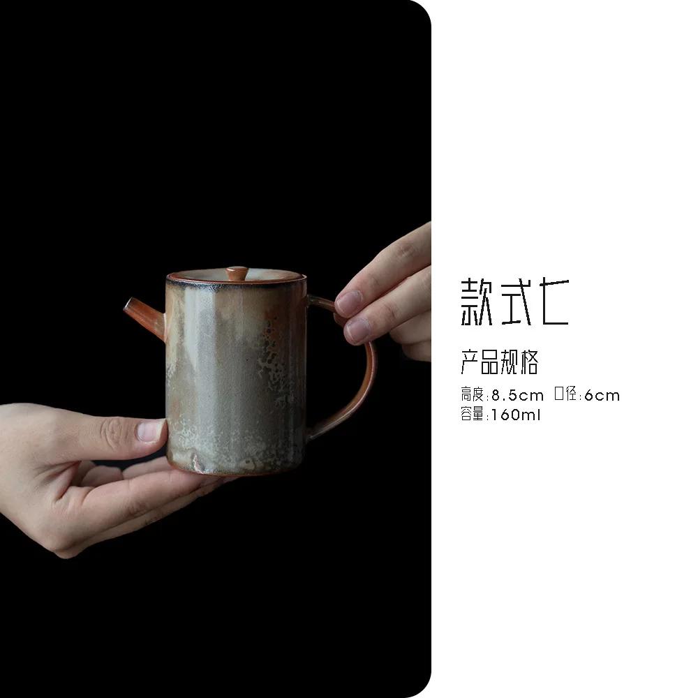 Japanese Ink Wood-fired Porcelain Teapot Retro Stoneware Scholar's Pot Chinese Tea Brewing Kettle Tea Ceremony Accessories Craft