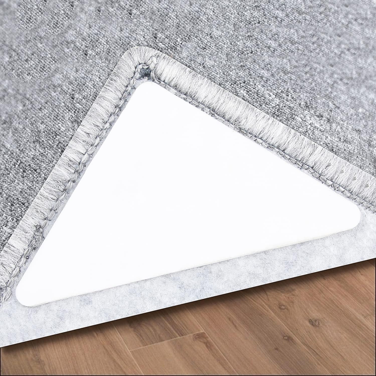 16 Pcs Rug Tape, Dual Sided Washable Removable Prevent Curling Rug Corner Holder, Keep Rug in Place Non Slip Adhesive Rug Stopper for Hardwood Floors белый