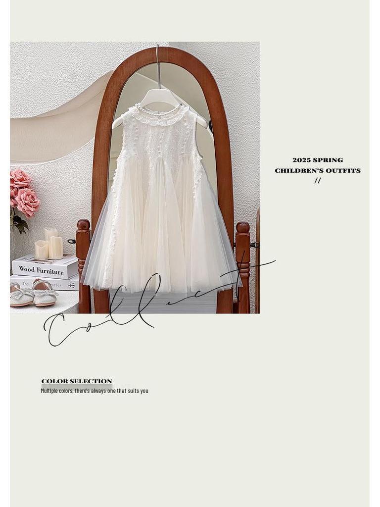 Sommer-Prinzessinenkleid für Mädchen 2025: Ärmelloses Mesh Geburtstagsoutfit