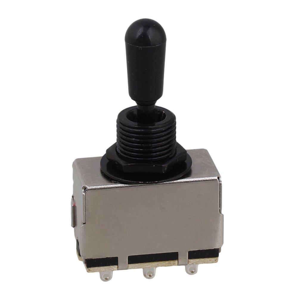 BQLZR Black Electric Guitar Enclosed 3 Way Toggle Switch Pickup Selector Switch with Black Cap