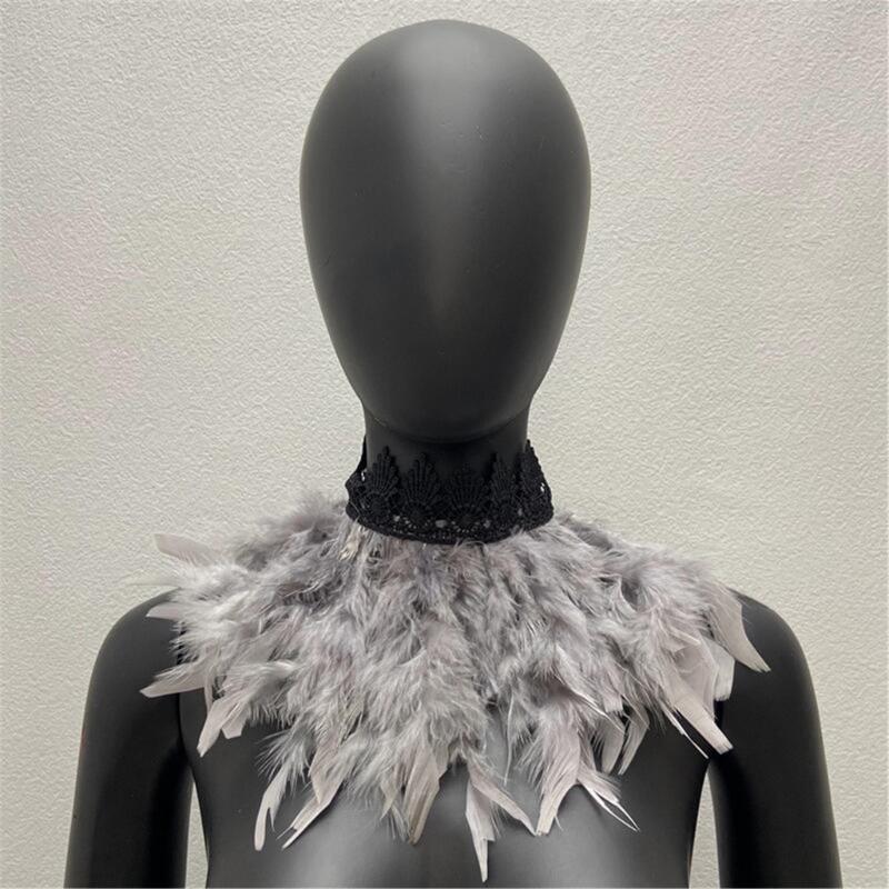 Colorful Real Feather Shawl Great for Halloween Cosplay Evening Party for Ladies Photography Capelet Adjustable Size