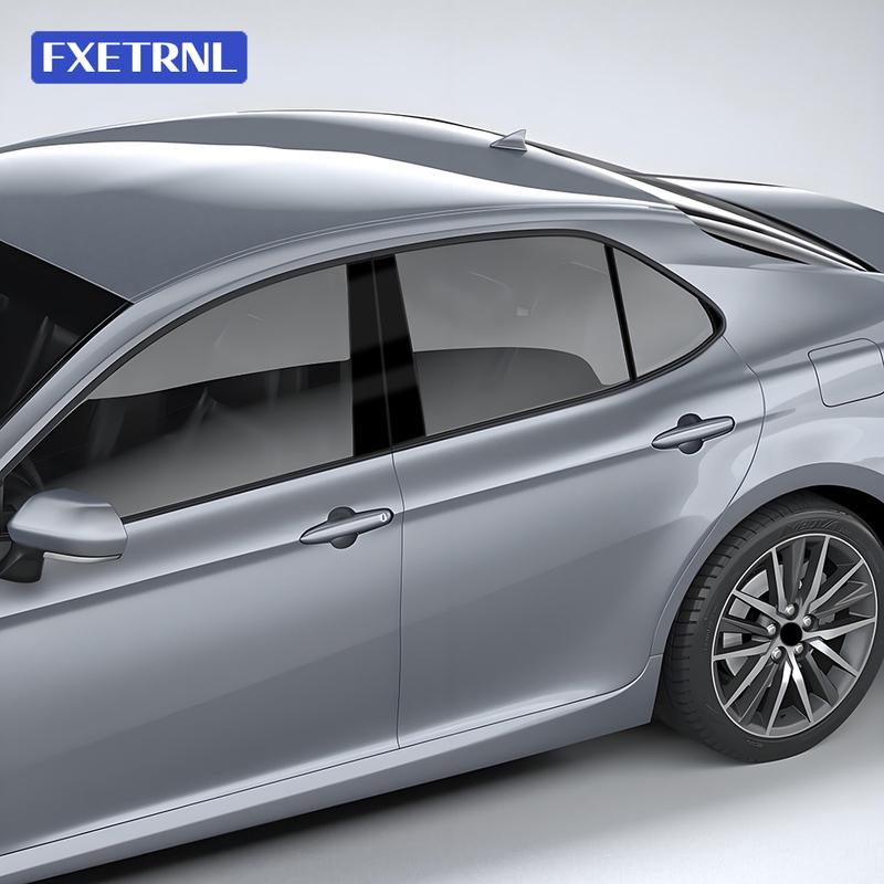 Glossy Black Carbon Fiber Window Door Deal B Pillar Post Cover Sticker For Toyota Camry 2018 2024