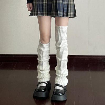 Calze da donna lunghe fino al ginocchio, Moda Lolita giapponese, Stile JK scolastico Autunno/Inverno, Calze calde arricciate con ginocchiere