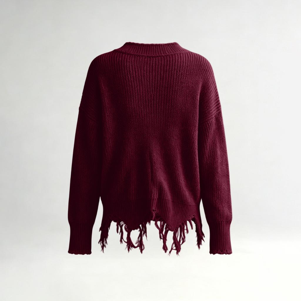 Women's Loose Fit Deep V-Neck Pullover Knit Sweater for Casual Fashion