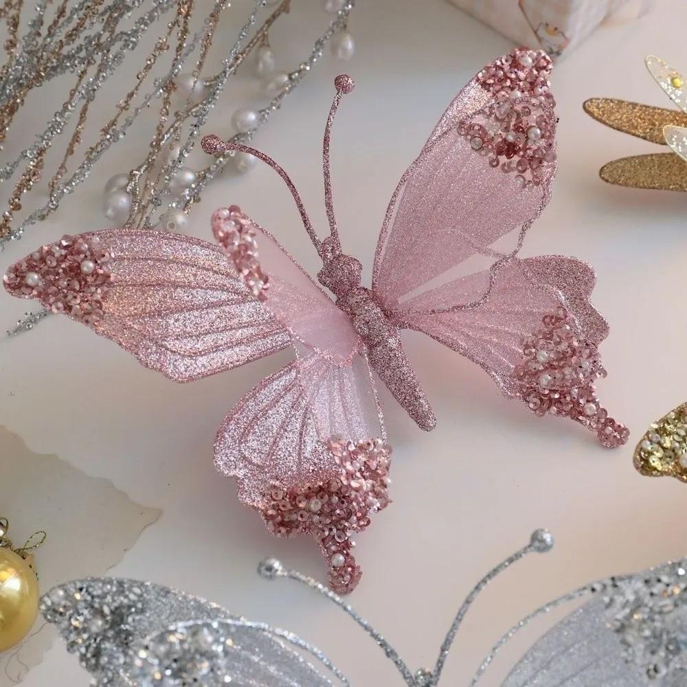 25cm Christmas Artificial Butterfly Sparkling Christmas Hanging Decoration New Christmas Gift
