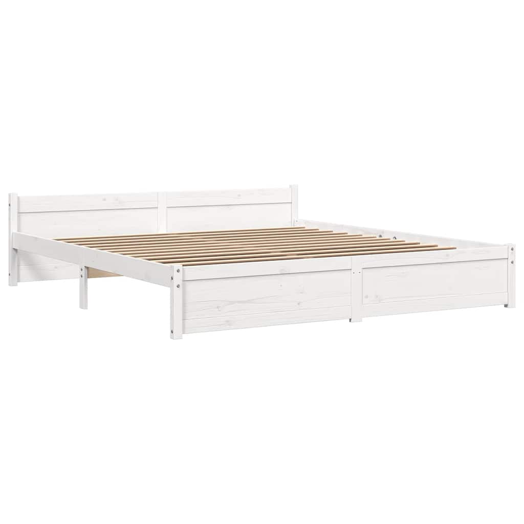 Solid Wood Bed White 180 x 200 cm