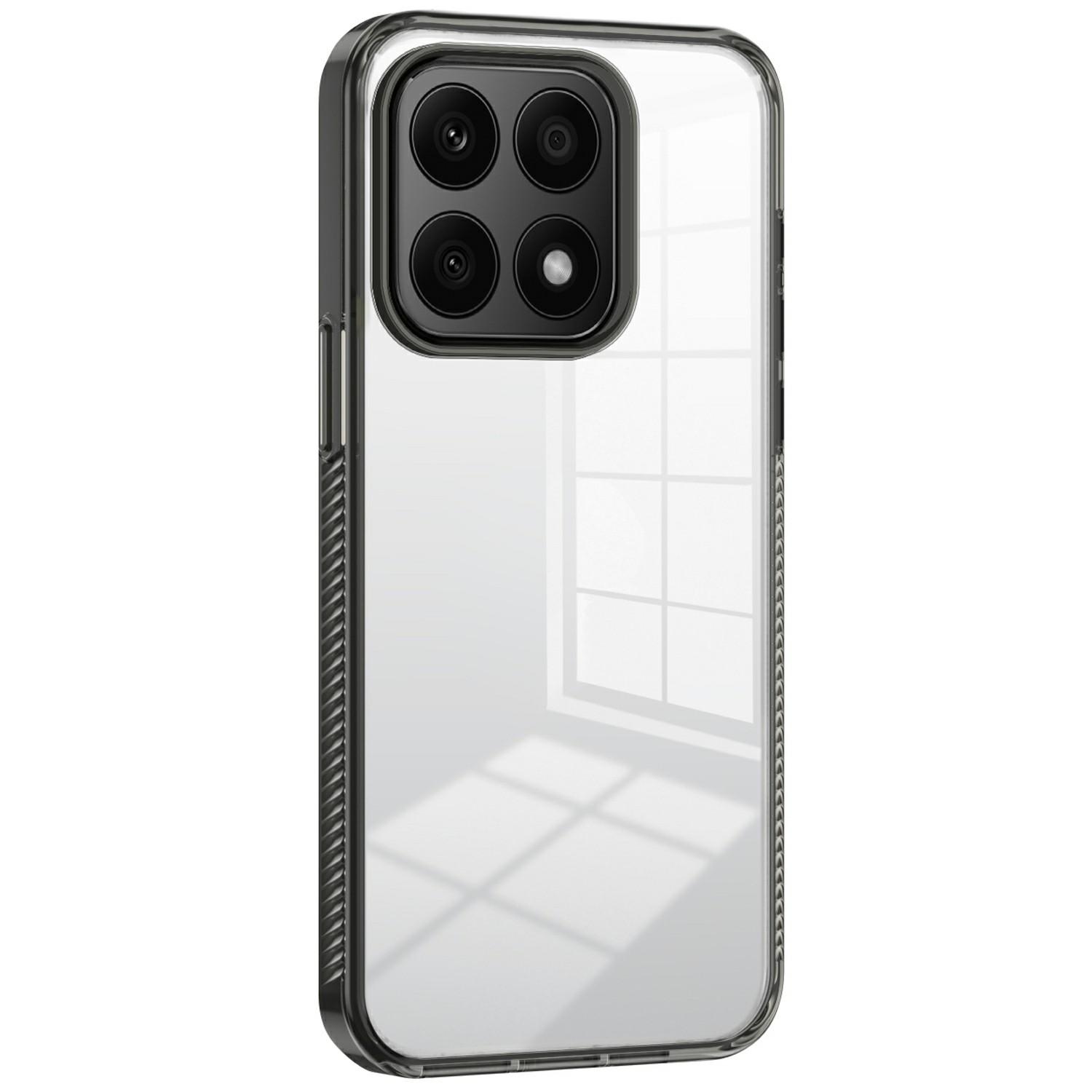 

For Honor X8b 4G Clear Phone Case TPU PC Anti-Slip Drop-Proof Back Cover Black